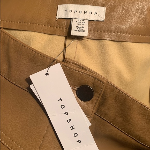NWT TOPSHOP 80s Faux Leather High Waisted Trouser Pants - Picture 7 of 8